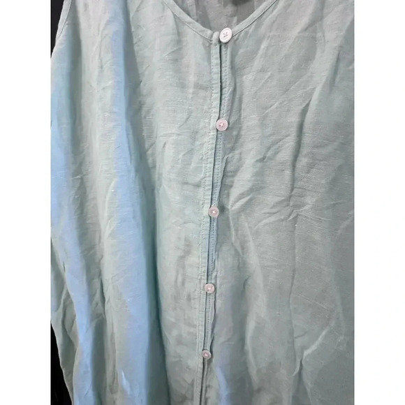 J. Crew Women's Blue linen Beachwear Button Front ruffle Dress Size Large - Picture 4 of 7